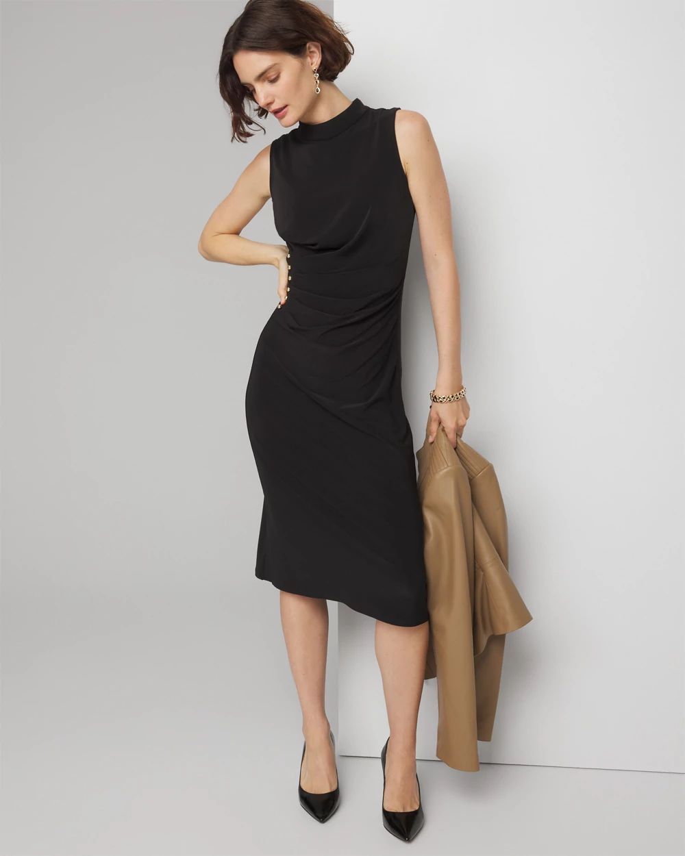 Sleeveless High Neck Midi Dress | White House Black Market
